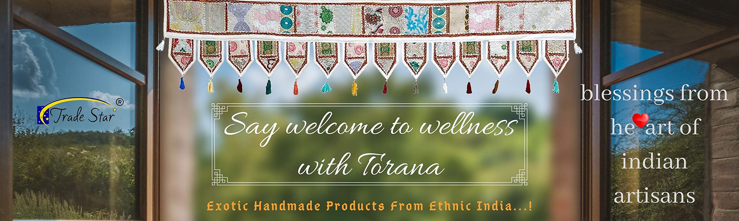Indian Traditional Toran, 2 Meter Ethnic Door Hanging, Patchwork Window Valance, Hippie Wall Decor, Boho Topper for Bohemian Home Decor (Pattern 1, 200 x 40 Cms) - Image 4
