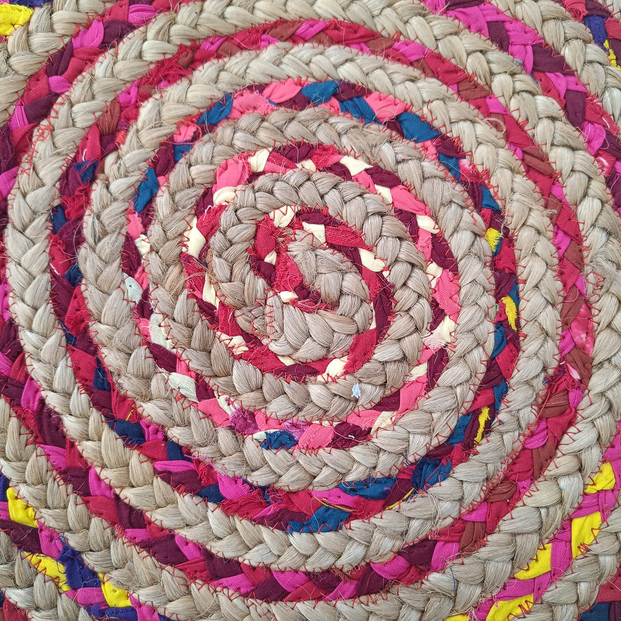 Trade Star Round Braided Rug Fall Decor 28" Decorative Floor Mat Handmade Carpet Assorted Decor Reversible Outdoor Indian Rug Beautiful Floor Multi Color Rug for Living Room - Image 6